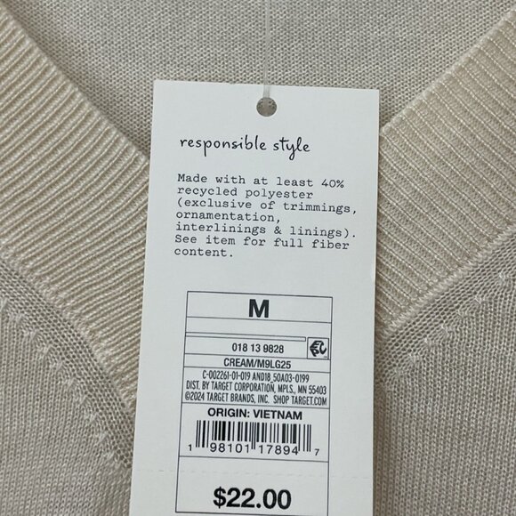 A New Day V-Neck Lightweight Pullover Cream Size Sweater Medium Knit NWT - Picture 5 of 12